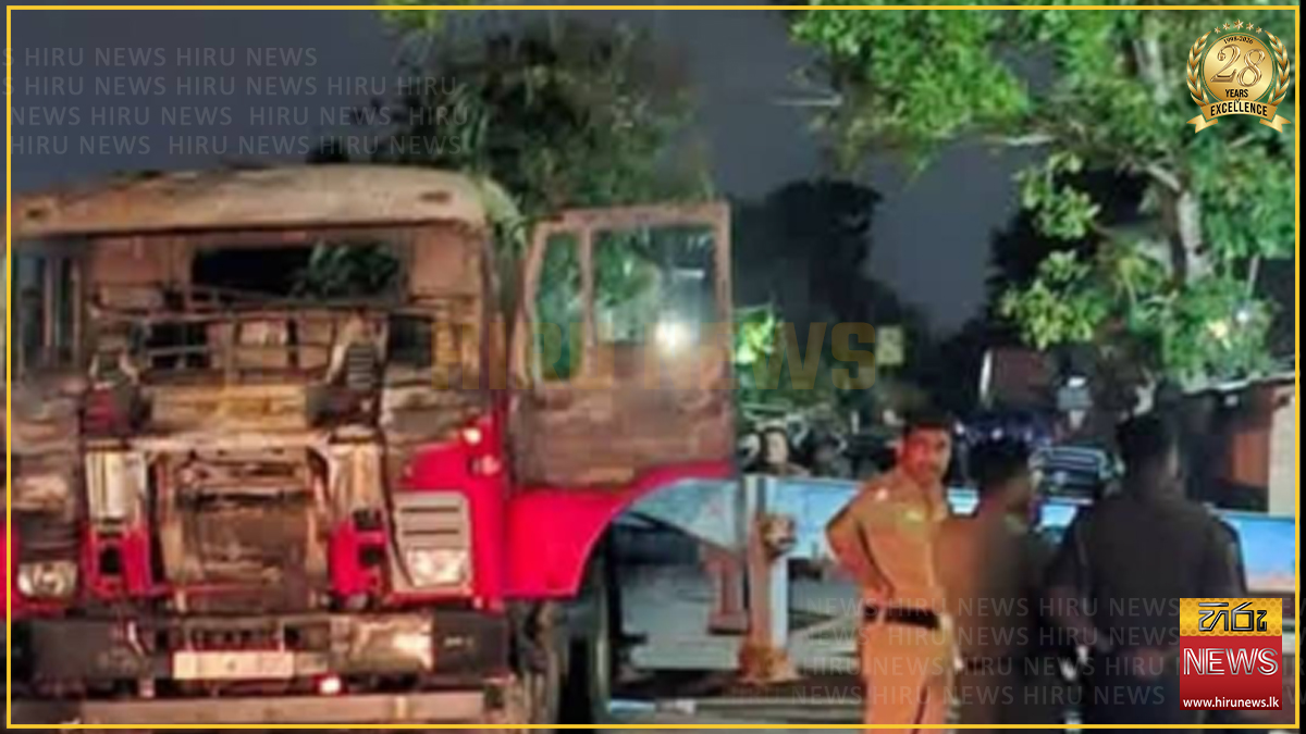 Three arrested over container lorry set alight after fatal Negombo crash