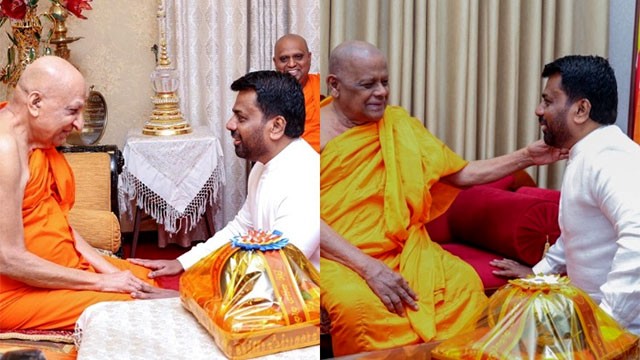 President calls on Malwathu and Asgiriya Mahanayake Theros in Kandy