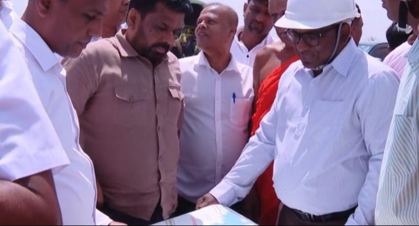 President inspects Lower Malwathu Oya reservoir, with main dam 60% built and 315 families to be moved
