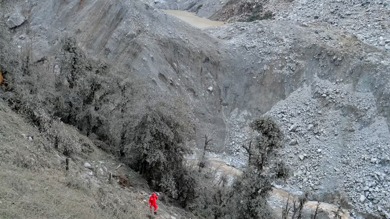 Barrier lake on the Nepal-Tibet border shrinks, easing fears of a second flood