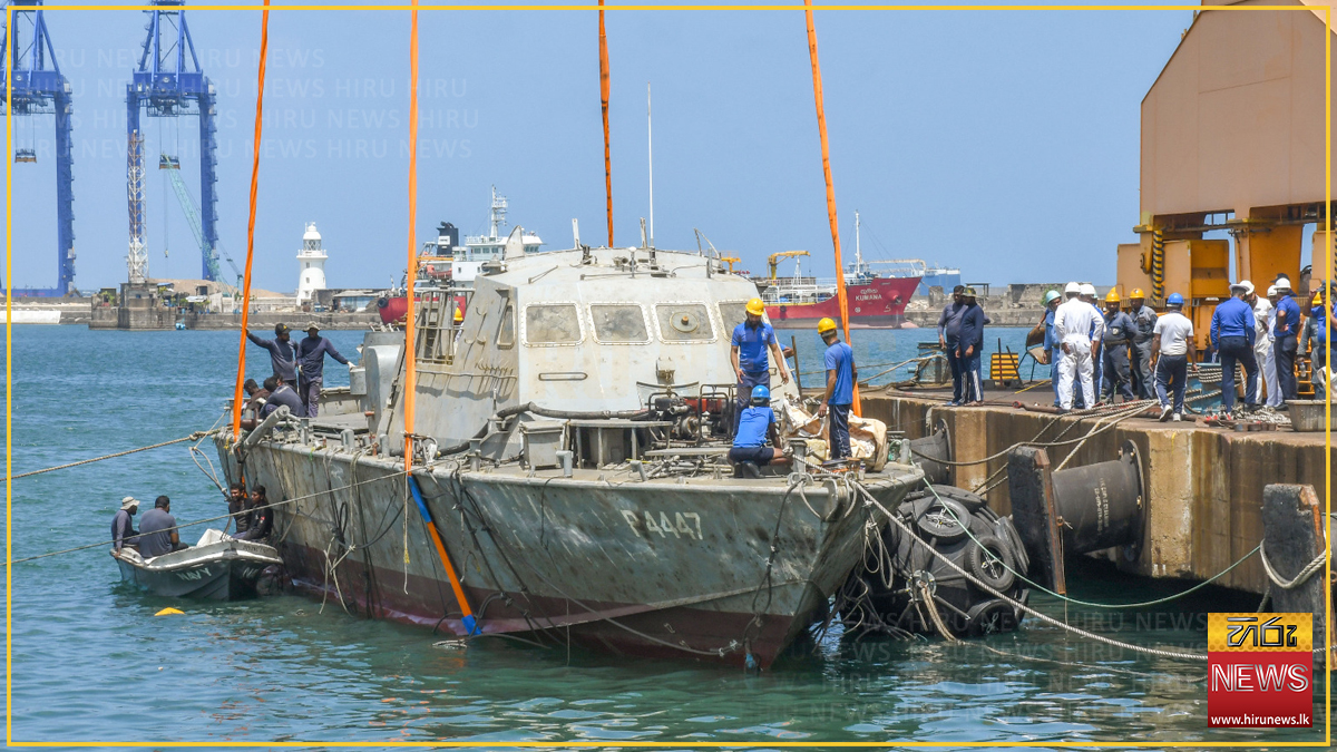 Navy raises sunken Fast Attack Craft P 4447 from seabed off Angulana