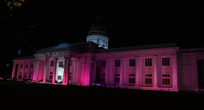 Colombo's Town Hall turns pink to open Breast Cancer Awareness Month