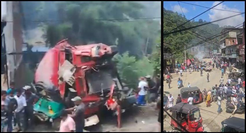 Four killed as cement mixer ploughs into vehicles at Akurana on the Kandy–Matale road