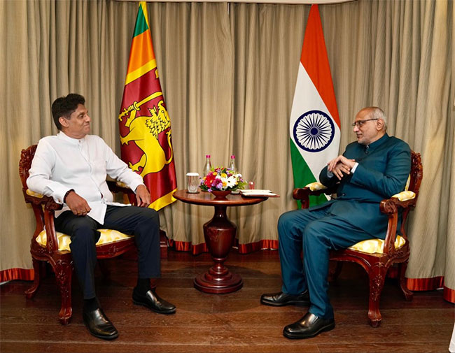 Indian VP Radhakrishnan holds talks with President, PM and Opposition Leader in Colombo