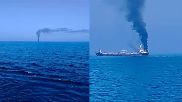 Third Indian-crewed ship in a week catches fire off Oman as Hormuz blockade bites