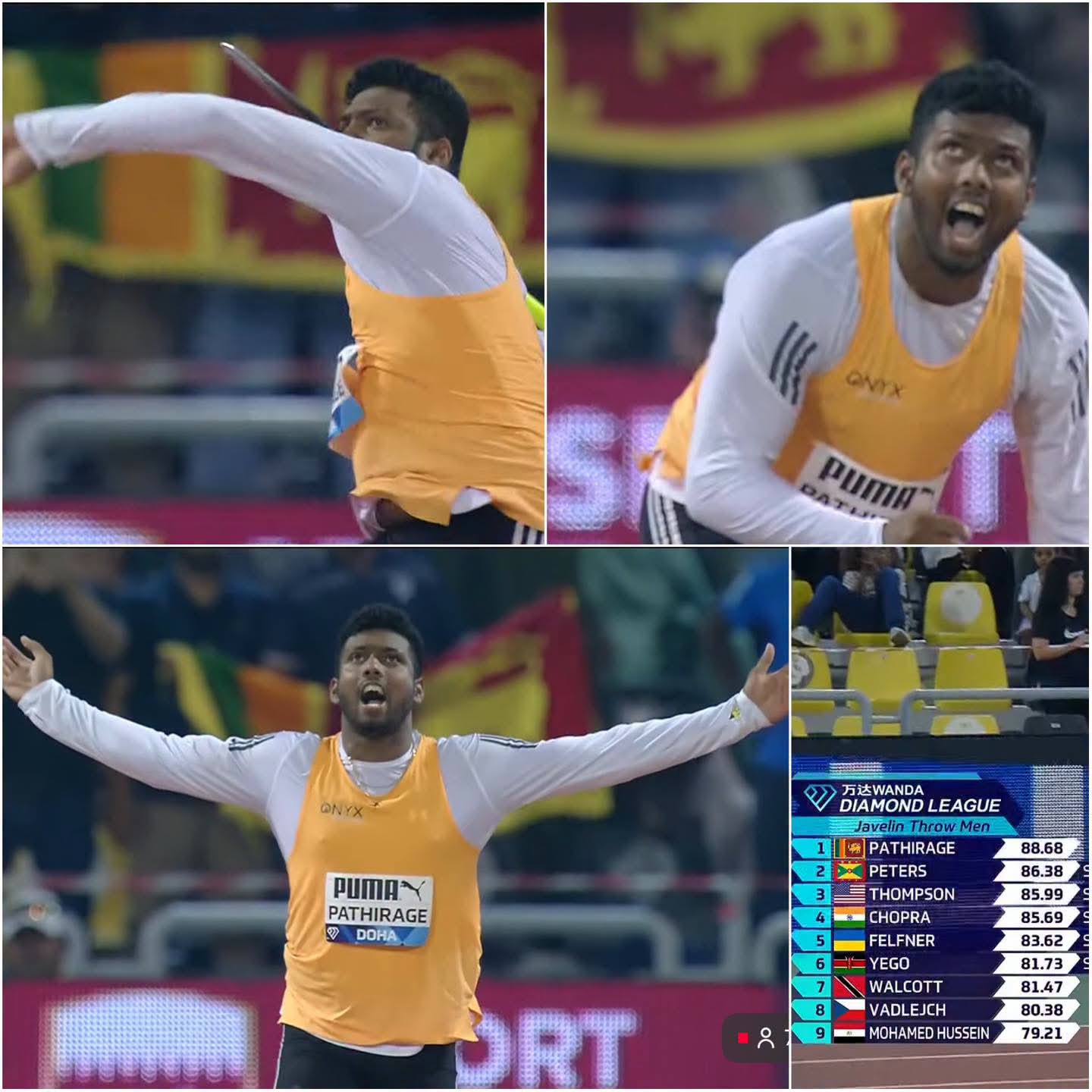 Rumesh Tharanga wins Doha Diamond League javelin, beats Chopra to fourth